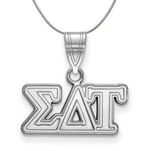 Sterling Silver Sigma Delta Tau Medium Greek Necklace - 24 Inch
